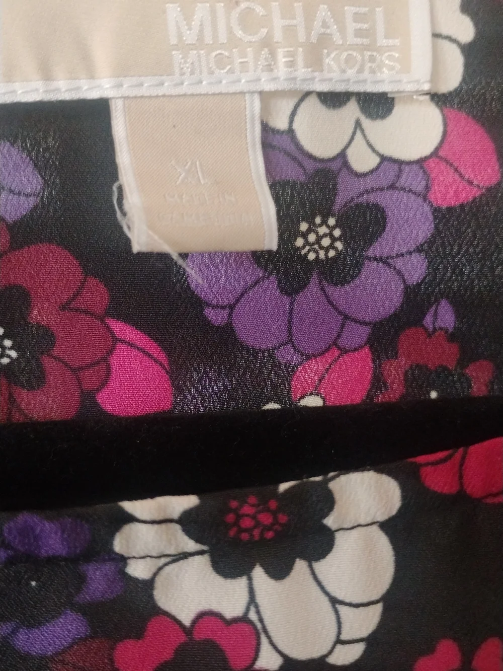 Michael Kors Purple Floral Puff-Sleeve Blouse SZ XL